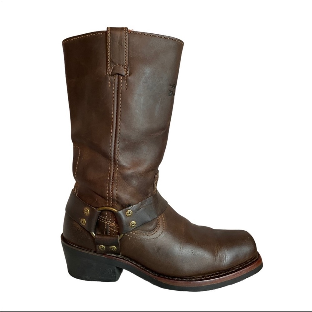 Harley Davidson Hustin Leather Brown Harness Boots
